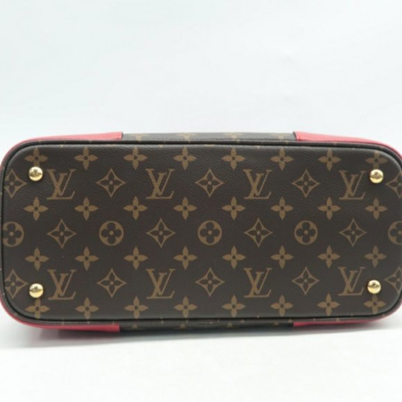 100% Authentic Louis Vuitton Flandrin Brown&Red Monogram Canvas Satchel  Bag - Picture 6 of 12